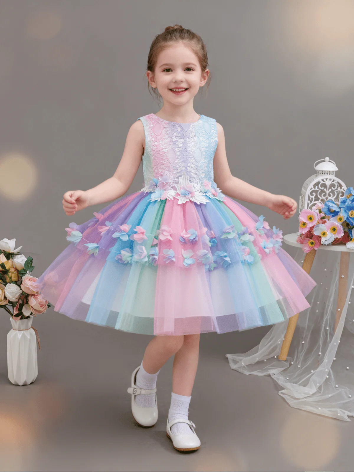 Rainbow Tulle Floral Evening Dress With Lace Bodice And Appliques
Rainbow Tulle Floral Evening Dress With Lace Bodice And Appliques