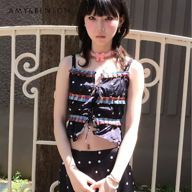 Korean Summer Black Polka Dot Contrast Color Lace Women's Sling Original Design Sweet Cool Cute Mini Mermaid Skirts Suit Ladies
Korean Summer Black Polka Dot Contrast Color Lace Women's Sling Original Design Sweet Cool Cute Mini Mermaid Skirts Suit Ladies