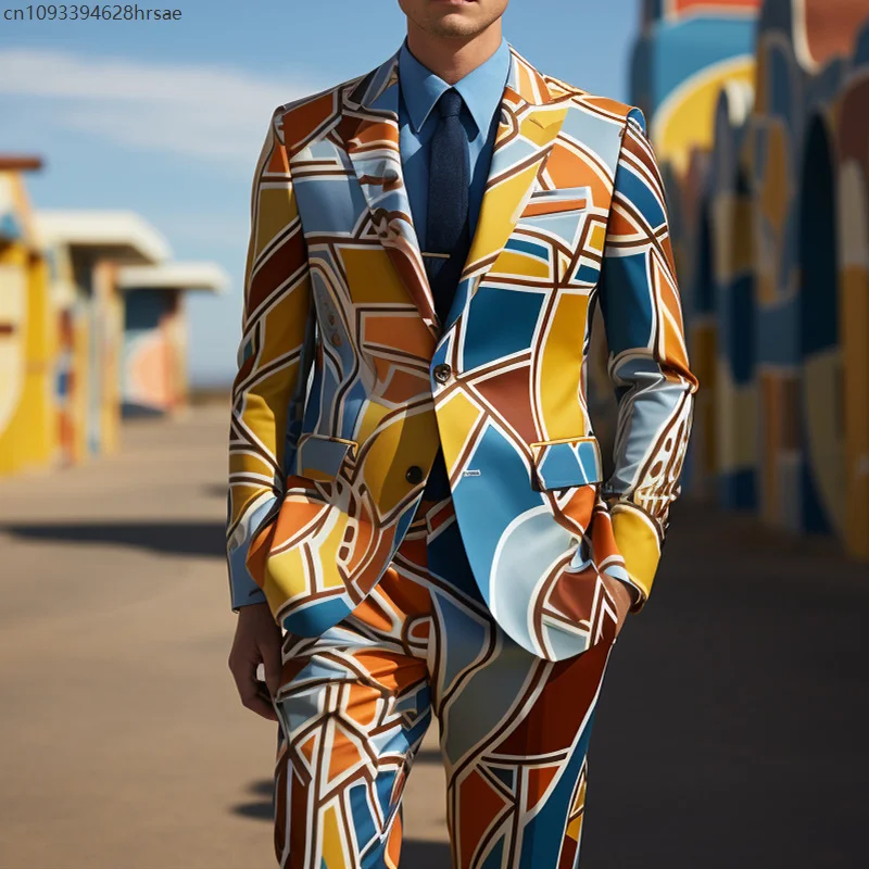 3D Digital Printed Men Casual Suits Coat Trousers Simple Colour Block Lape Party Cosplay Stage Nightclub Cool Performance Suits
3D Digital Printed Men Casual Suits Coat Trousers Simple Colour Block Lape Party Cosplay Stage Nightclub Cool Performance Suits