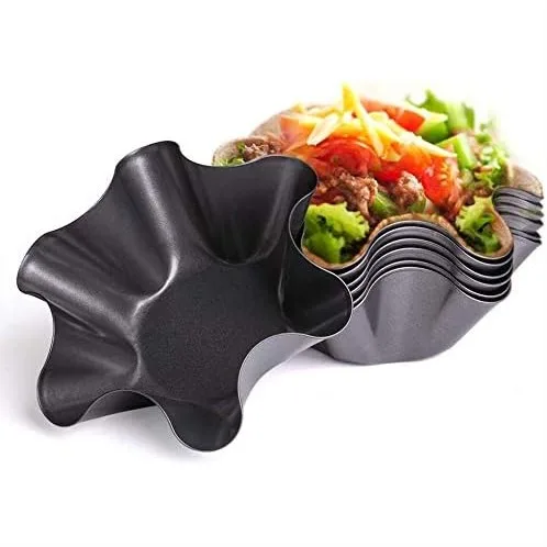 6 Pcs Non-Stick Tortilla Pan Set, Fluted Taco Salad Bowl Makers, Carbon Steel Tostada Bakers for Crispy Healthy Meals
6 Pcs Non-Stick Tortilla Pan Set, Fluted Taco Salad Bowl Makers, Carbon Steel Tostada Bakers for Crispy Healthy Meals