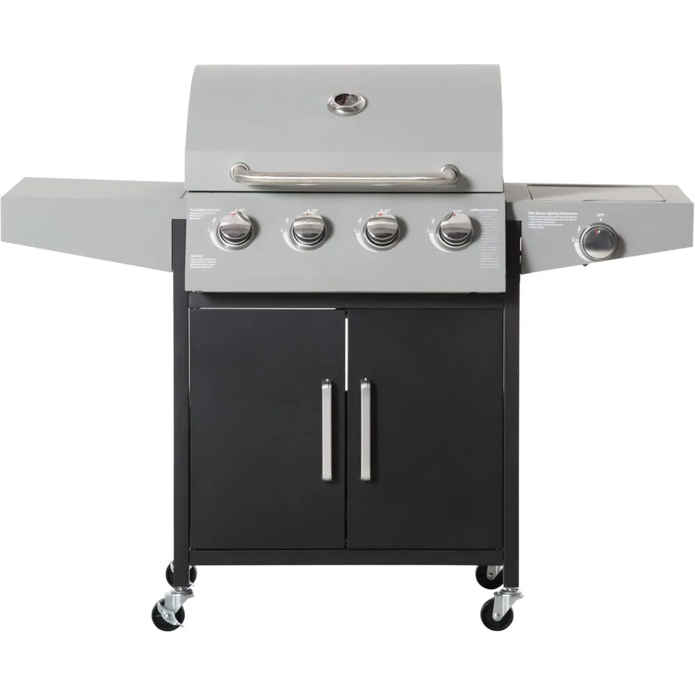 4 Burner Propane Gas Grill, 50,000 BTU Steel Outdoor Barbeque/Barbecue with Side Burner, Wheels, Warming Rack, Shelf, Cabinet,
4 Burner Propane Gas Grill, 50,000 BTU Steel Outdoor Barbeque/Barbecue with Side Burner, Wheels, Warming Rack, Shelf, Cabinet,