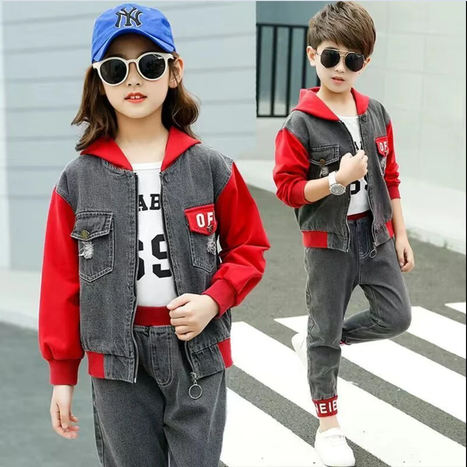 Boy Autumn Spring Clothing & Sets Children's Suits Girl Fashion Turn Collar Patchwork Denim Jacket Two Pieces Jeans Pantsuits
Boy Autumn Spring Clothing & Sets Children's Suits Girl Fashion Turn Collar Patchwork Denim Jacket Two Pieces Jeans Pantsuits