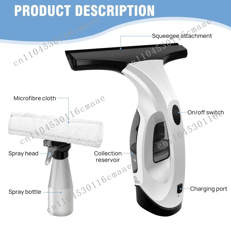 New small electric glass cleaner, handheld window cleaner, strong water absorption, portable artifact
New small electric glass cleaner, handheld window cleaner, strong water absorption, portable artifact