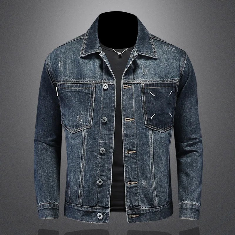 Waed Blue Denim Jaet Men's Youth Faion Outerwear Double ket Classic Sle Cotton Long Sve Collar Jaet for Autumn
Waed Blue Denim Jaet Men's Youth Faion Outerwear Double ket Classic Sle Cotton Long Sve Collar Jaet for Autumn