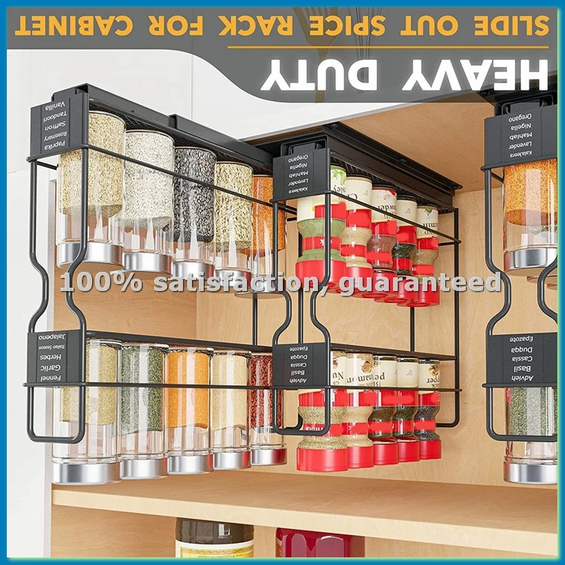 Spice Rack Organizer, 2-Tier Pull Out Seasoning Rack for Kitchen Cabinet, Spice Drawer Organizer Shelf for Small Space-AT35
Spice Rack Organizer, 2-Tier Pull Out Seasoning Rack for Kitchen Cabinet, Spice Drawer Organizer Shelf for Small Space-AT35