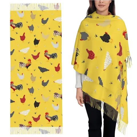 Chicken Farm Scarf Tassel Scarves for Women Soft Warm Shawls and Wraps Long Fall Winter Shawl Wrap