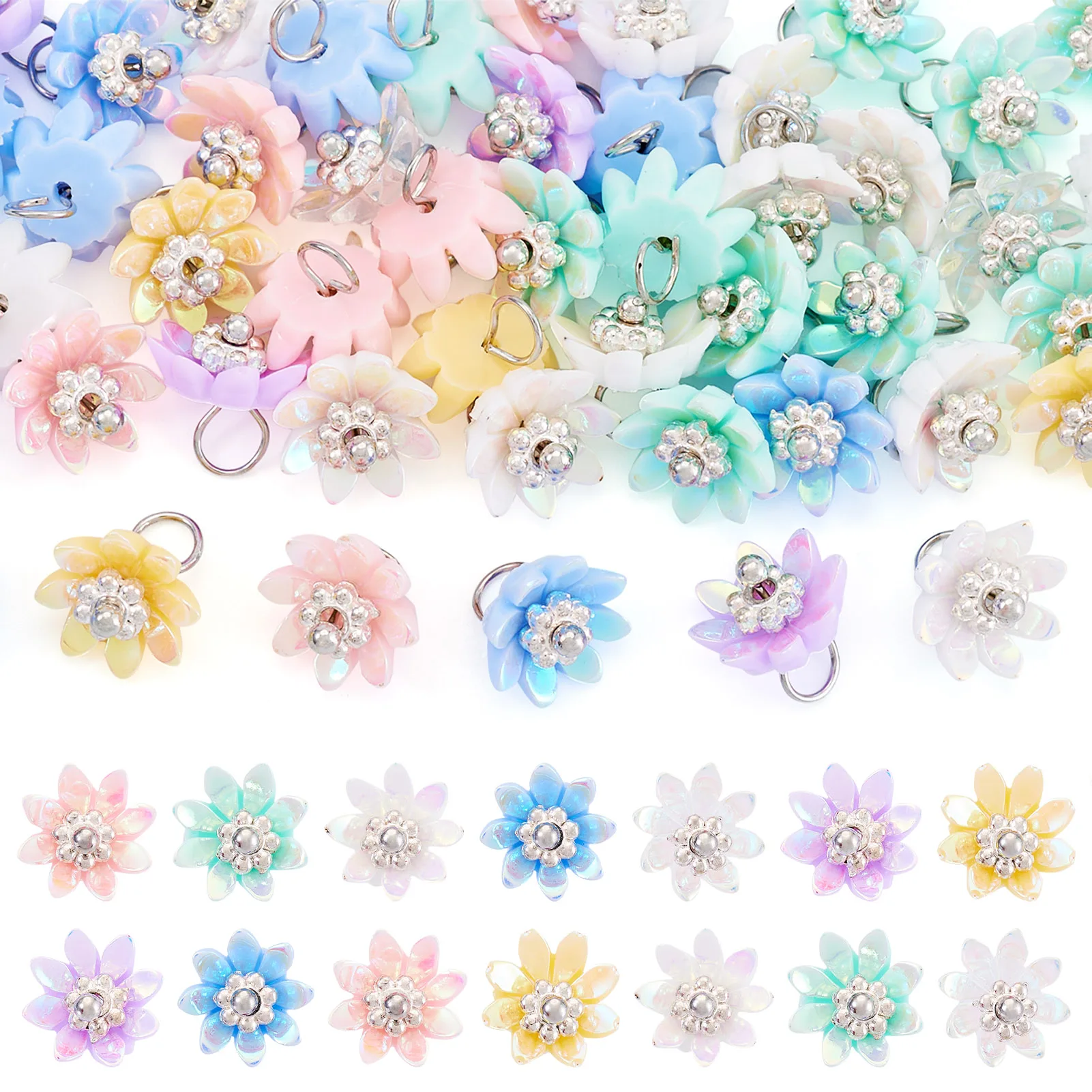50Pcs Flower Resin Charms with Alloy Pistil Randomly Mixed Color for Bracelet Necklace Jewelry Making Supplies Crafts 9x7mm
50Pcs Flower Resin Charms with Alloy Pistil Randomly Mixed Color for Bracelet Necklace Jewelry Making Supplies Crafts 9x7mm