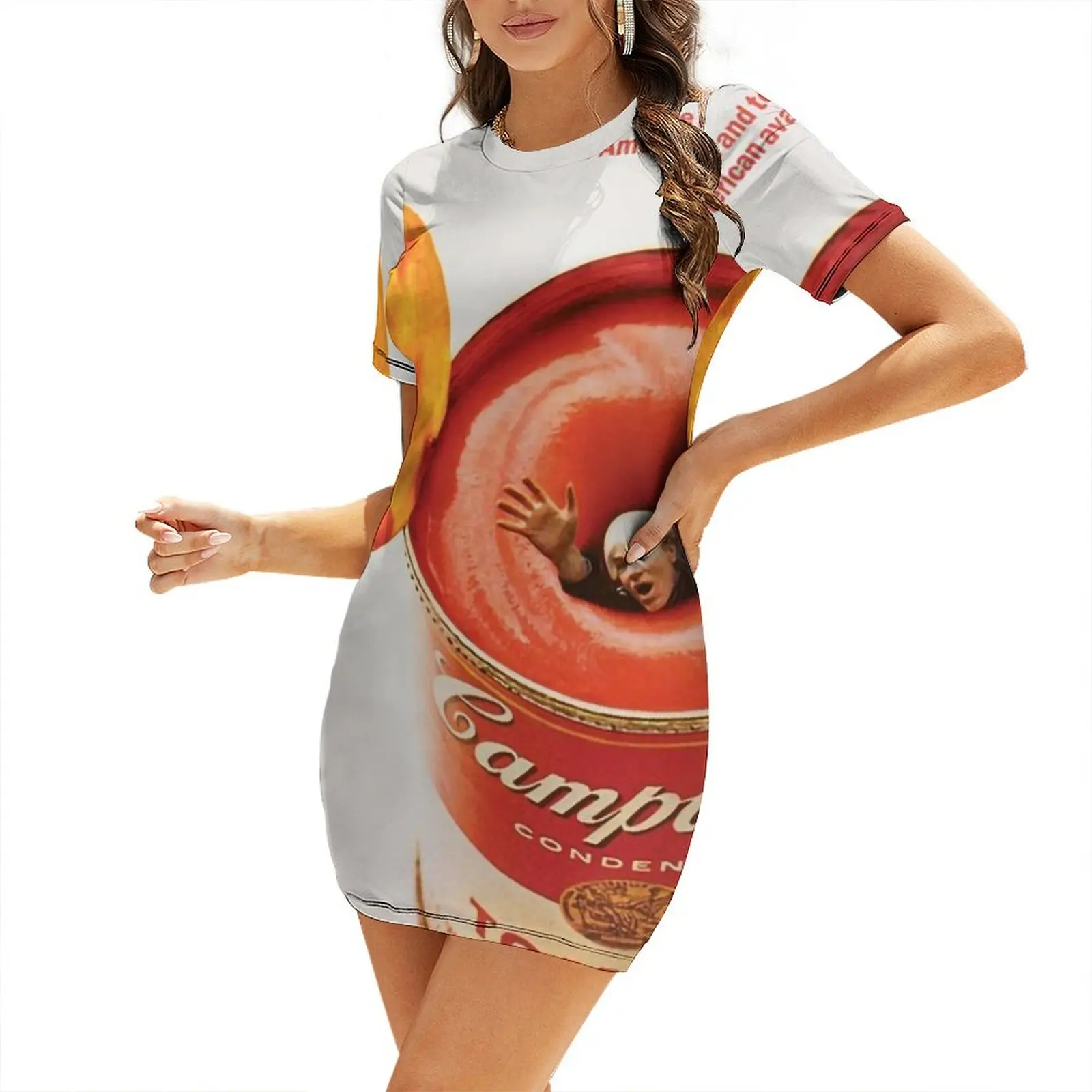 Esquire Magazine cover Andy tomato soup with Warhol pop art Short Sleeved Dress Women's evening dress birthday dresses for women 
Esquire Magazine cover Andy tomato soup with Warhol pop art Short Sleeved Dress Women's evening dress birthday dresses for women