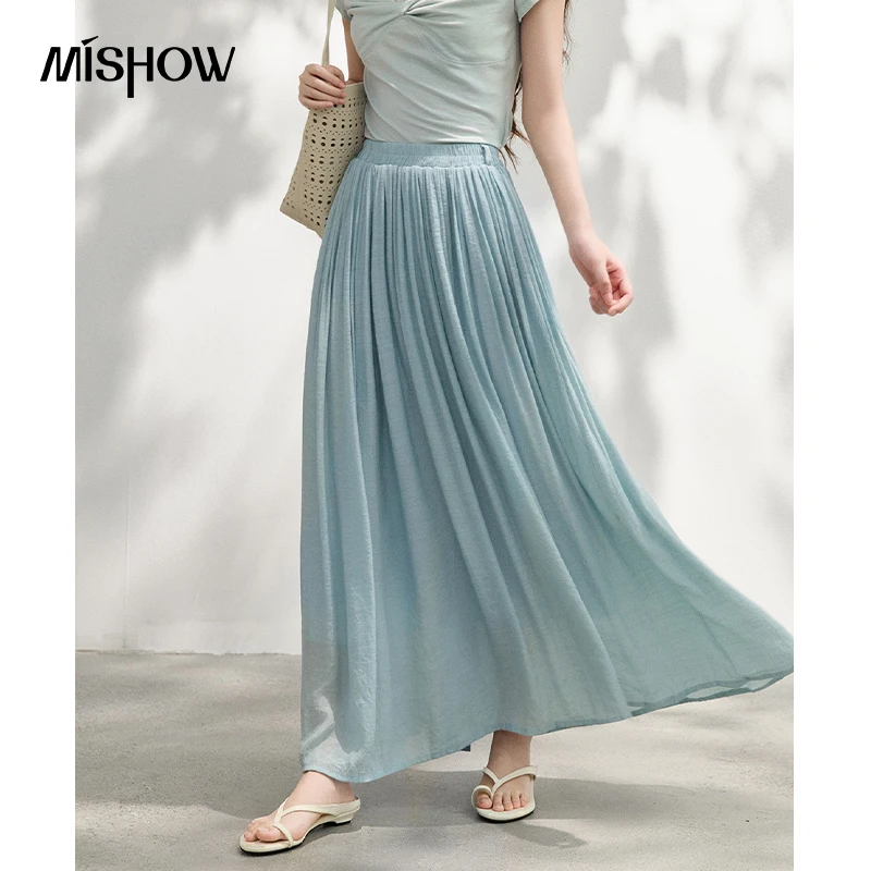 MISHOW Minimalist Pleated Texture A-Line Skirt For Women 2026 Summer Blue Breathable Elastic Waist Casual Basic Skirt MXF26B2538
MISHOW Minimalist Pleated Texture A-Line Skirt For Women 2026 Summer Blue Breathable Elastic Waist Casual Basic Skirt MXF26B2538