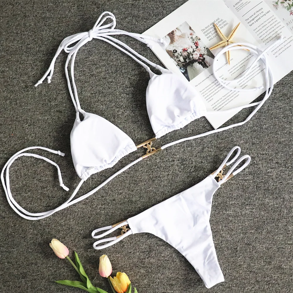 Fashion Swimsuit For Women Sexy Tie Halterneck Bikini Summer Slim Swimwear Crystal Diamond Solid Ribbon Bikini
Fashion Swimsuit For Women Sexy Tie Halterneck Bikini Summer Slim Swimwear Crystal Diamond Solid Ribbon Bikini