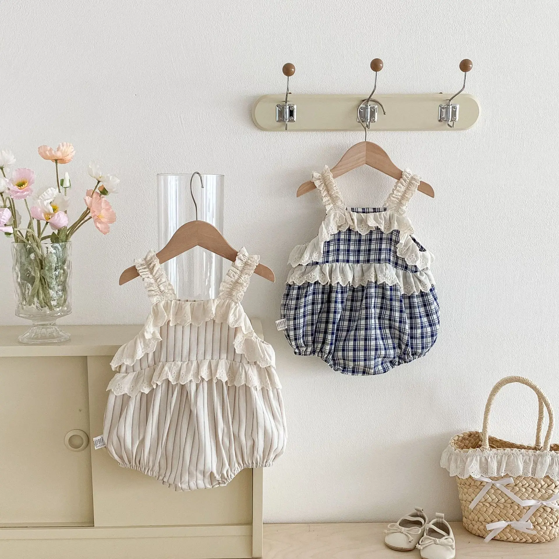 Летний новый комбинезон-боди для девочек 2026 года: без рукавов, с кружевом, в полоску и клетку, для малышей, из хлопка
Летний новый комбинезон-боди для девочек 2026 года: без рукавов, с кружевом, в полоску и клетку, для малышей, из хлопка