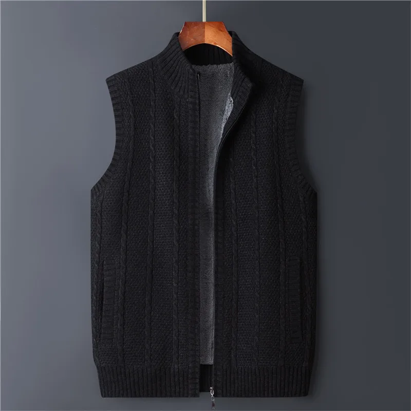 Winter Vest Men Sweater Zipper Warm Thick Male Cardigan Clothing Fleece Wool Liner Sleeveless Jackets Vintage Black Red
Winter Vest Men Sweater Zipper Warm Thick Male Cardigan Clothing Fleece Wool Liner Sleeveless Jackets Vintage Black Red