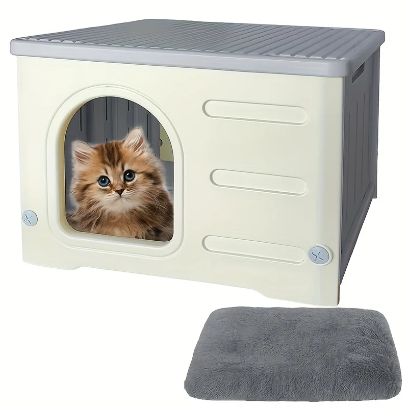 Waterproof Cat House With Mat, Classic Style, Outdoor Indoor Plastic Cat Shelter, Non-toxic, Easy Assembly
Waterproof Cat House With Mat, Classic Style, Outdoor Indoor Plastic Cat Shelter, Non-toxic, Easy Assembly