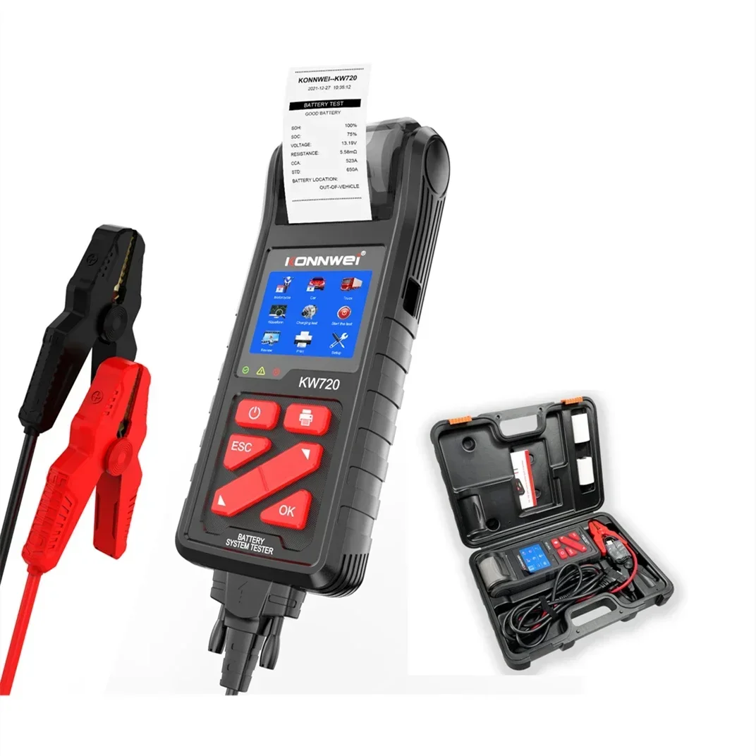 KONNWEI Factory KW720 6V 12V 24V Digital Battery Tester CCA SOH Analyzer with Printer for workshops
KONNWEI Factory KW720 6V 12V 24V Digital Battery Tester CCA SOH Analyzer with Printer for workshops