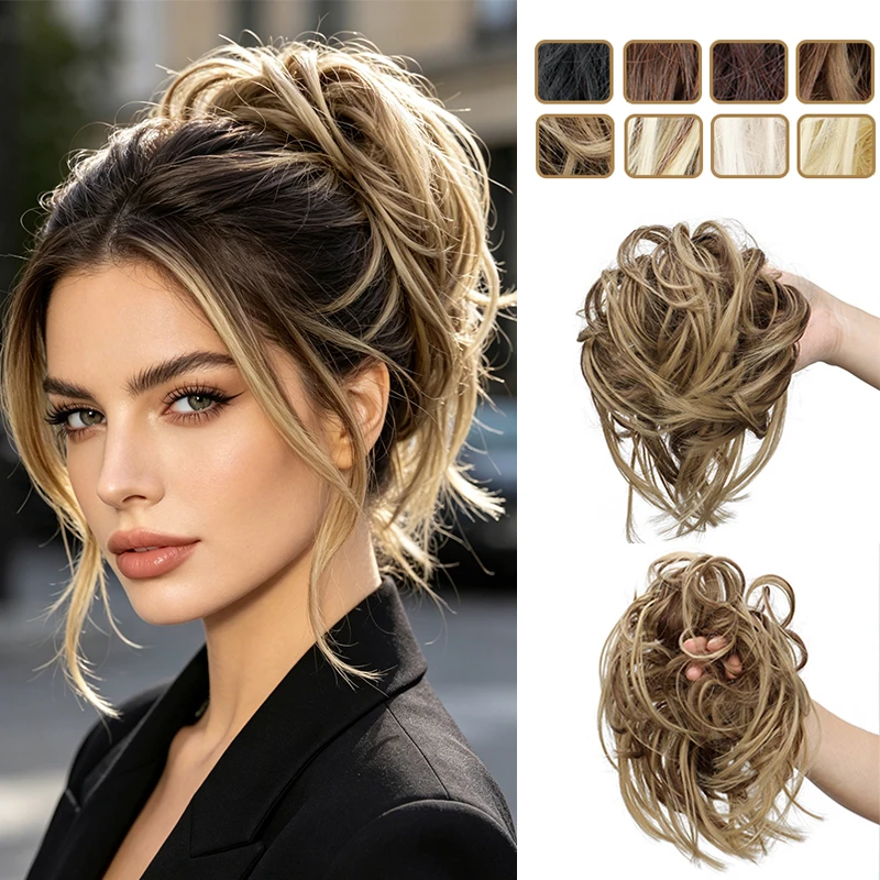 Synthetic Short Curly Updo Messy Elastic Rubber Band Hair Bun Chignon Srunchine Hair Extension Fashion Hairpiece for Women
Synthetic Short Curly Updo Messy Elastic Rubber Band Hair Bun Chignon Srunchine Hair Extension Fashion Hairpiece for Women