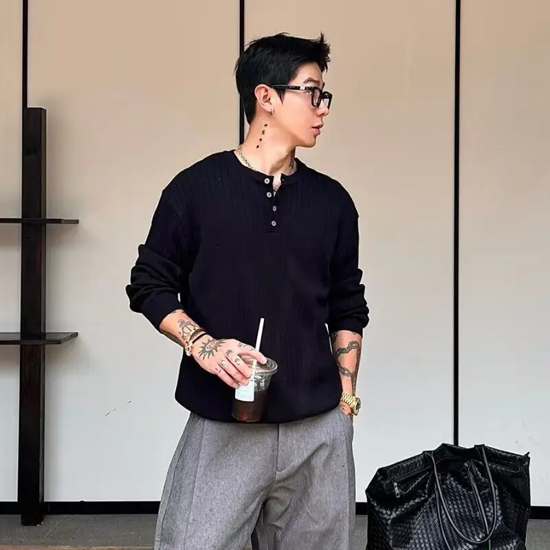 Мужской вязаный шерстяной свитер с воротником Генри, повседневная одежда, приталенная веревка, рабочая одежда, полиэфирное волокно, длинный свеч, круглый Ne
Мужской вязаный шерстяной свитер с воротником Генри, повседневная одежда, приталенная веревка, рабочая одежда, полиэфирное волокно, длинный свеч, круглый Ne