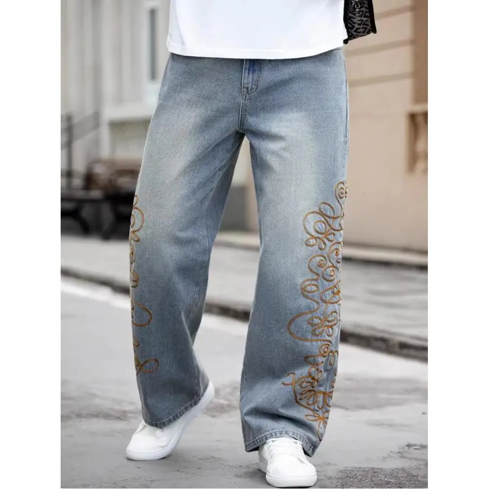 Men's Jeans Trendy Streetwear Loose Casual Printed Wide-Leg Straight Pants
Men's Jeans Trendy Streetwear Loose Casual Printed Wide-Leg Straight Pants