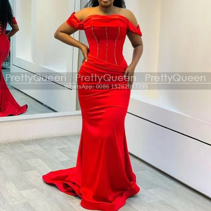Customized Trumpet Off Shoulder Bridesmaid Dresses Long Pleat Mermaid Beaded Sweep Train Plus Size Women Wedding Party Dress
Customized Trumpet Off Shoulder Bridesmaid Dresses Long Pleat Mermaid Beaded Sweep Train Plus Size Women Wedding Party Dress