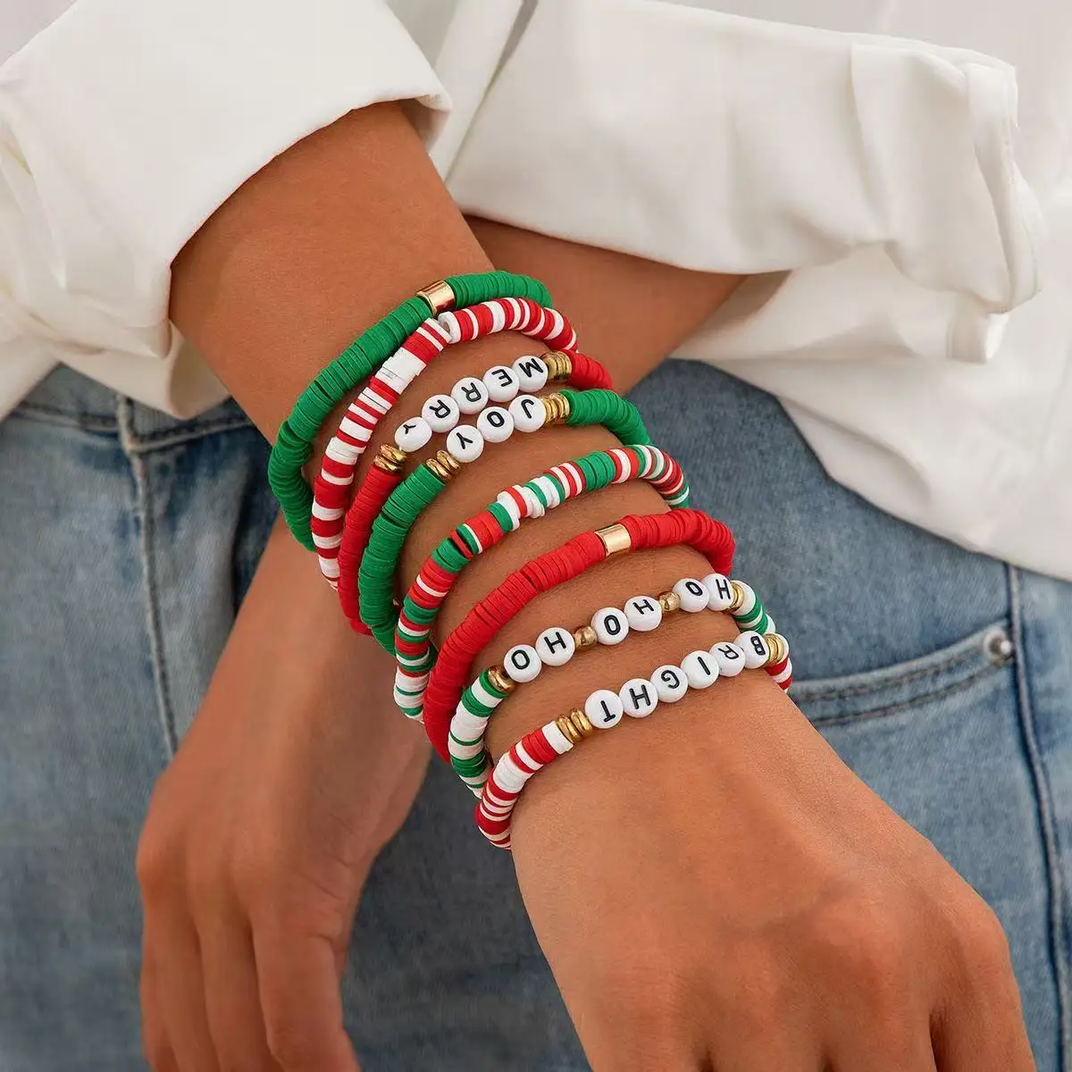 Trendy Christmas Soft Clay Bracelet Collection for Women Adjustable Design Colorful Alphabetic Elements Party Jewelry Accessory
Trendy Christmas Soft Clay Bracelet Collection for Women Adjustable Design Colorful Alphabetic Elements Party Jewelry Accessory