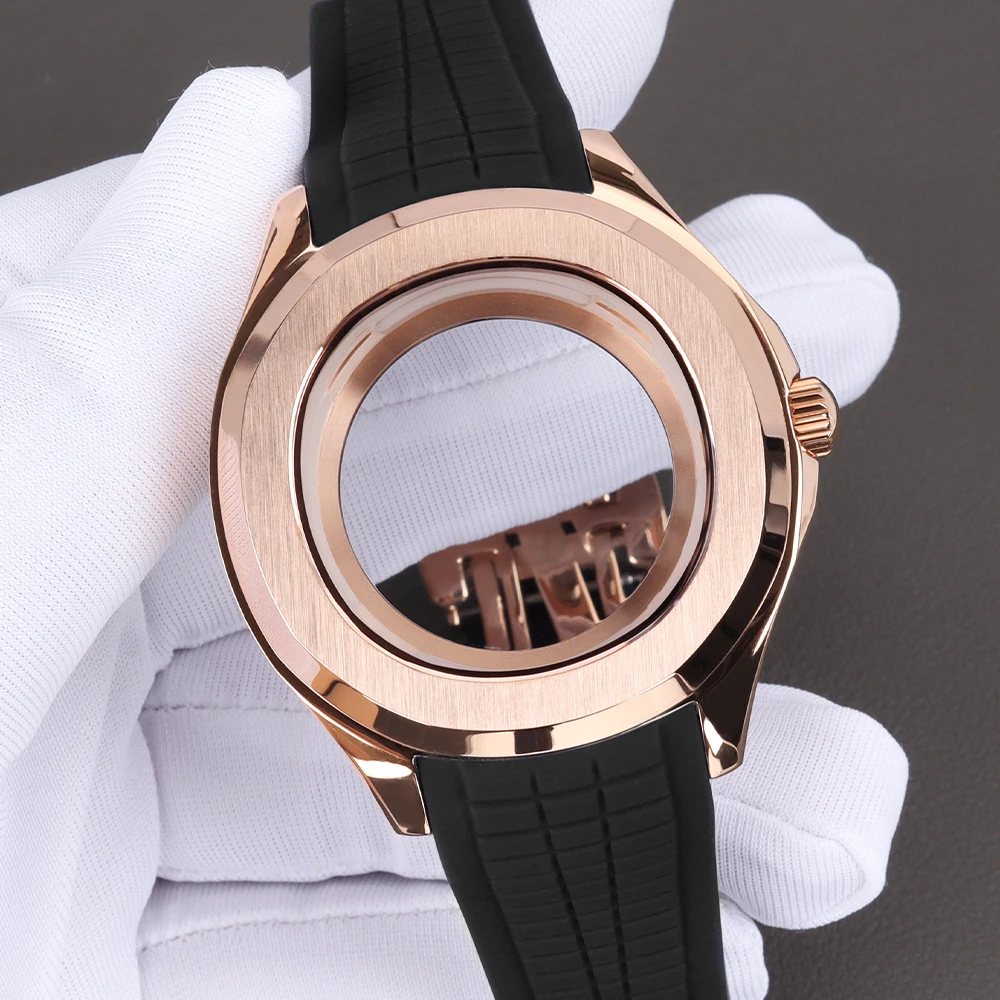 42mm Rose Gold Case Rubber Strap Sapphire Crystal for NH35 NH36 NH70 NH72 4R35 7S26 Movement Stainless Steel Nautilus AQUANAUT
42mm Rose Gold Case Rubber Strap Sapphire Crystal for NH35 NH36 NH70 NH72 4R35 7S26 Movement Stainless Steel Nautilus AQUANAUT