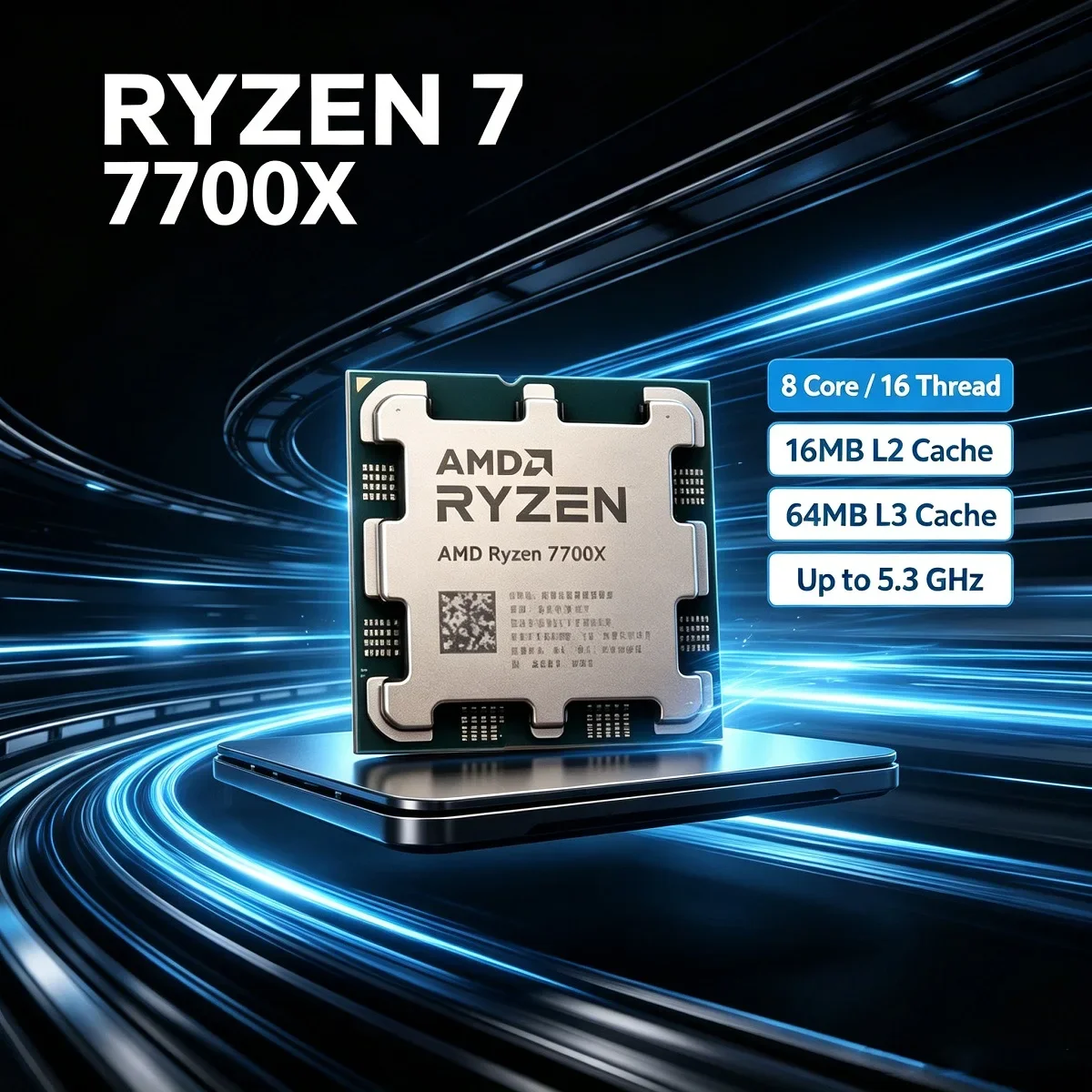 AMD Ryzen 7 7700X CPU R7 7700X 8-Core 16-Thread 4.5GHz Processor 5NM L3=32M Socket AM5 but without Cooler
AMD Ryzen 7 7700X CPU R7 7700X 8-Core 16-Thread 4.5GHz Processor 5NM L3=32M Socket AM5 but without Cooler