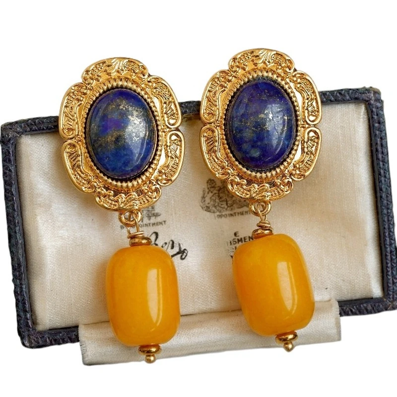 Средневековые серьги из натурального агата, серьги из лазурита, легкая роскошь, элитные ретро-серьги.
Средневековые серьги из натурального агата, серьги из лазурита, легкая роскошь, элитные ретро-серьги.