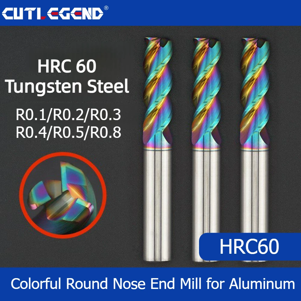 Colorful Coating Round Nose End Mill 3 Flute Tungsten Steel Radius Corner Milling Cutter High Gloss for Aluminum Copper CNC Tool
Colorful Coating Round Nose End Mill 3 Flute Tungsten Steel Radius Corner Milling Cutter High Gloss for Aluminum Copper CNC Tool