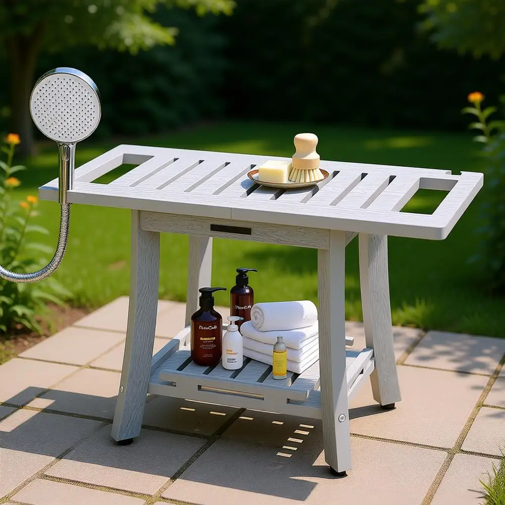 Heavy-Duty Shower Bench with Storage Shelf, 450lbs Capacity, Suitable for Indoor and Outdoor Use
Heavy-Duty Shower Bench with Storage Shelf, 450lbs Capacity, Suitable for Indoor and Outdoor Use