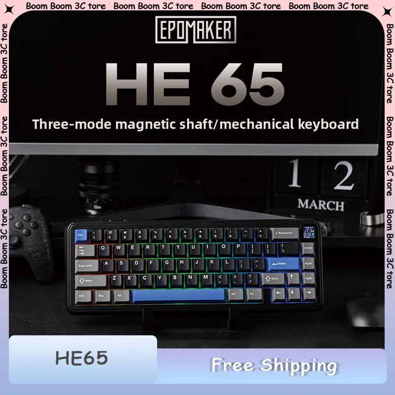 EPOMAKER HE65 Механическая клавиатура Mec65% раскладка ANSI Прокладка Трехрежимная проводная/Bluetooth/Беспроводная клавиатура 2,4G с экраном 
EPOMAKER HE65 Механическая клавиатура Mec65% раскладка ANSI Прокладка Трехрежимная проводная/Bluetooth/Беспроводная клавиатура 2,4G с экраном
