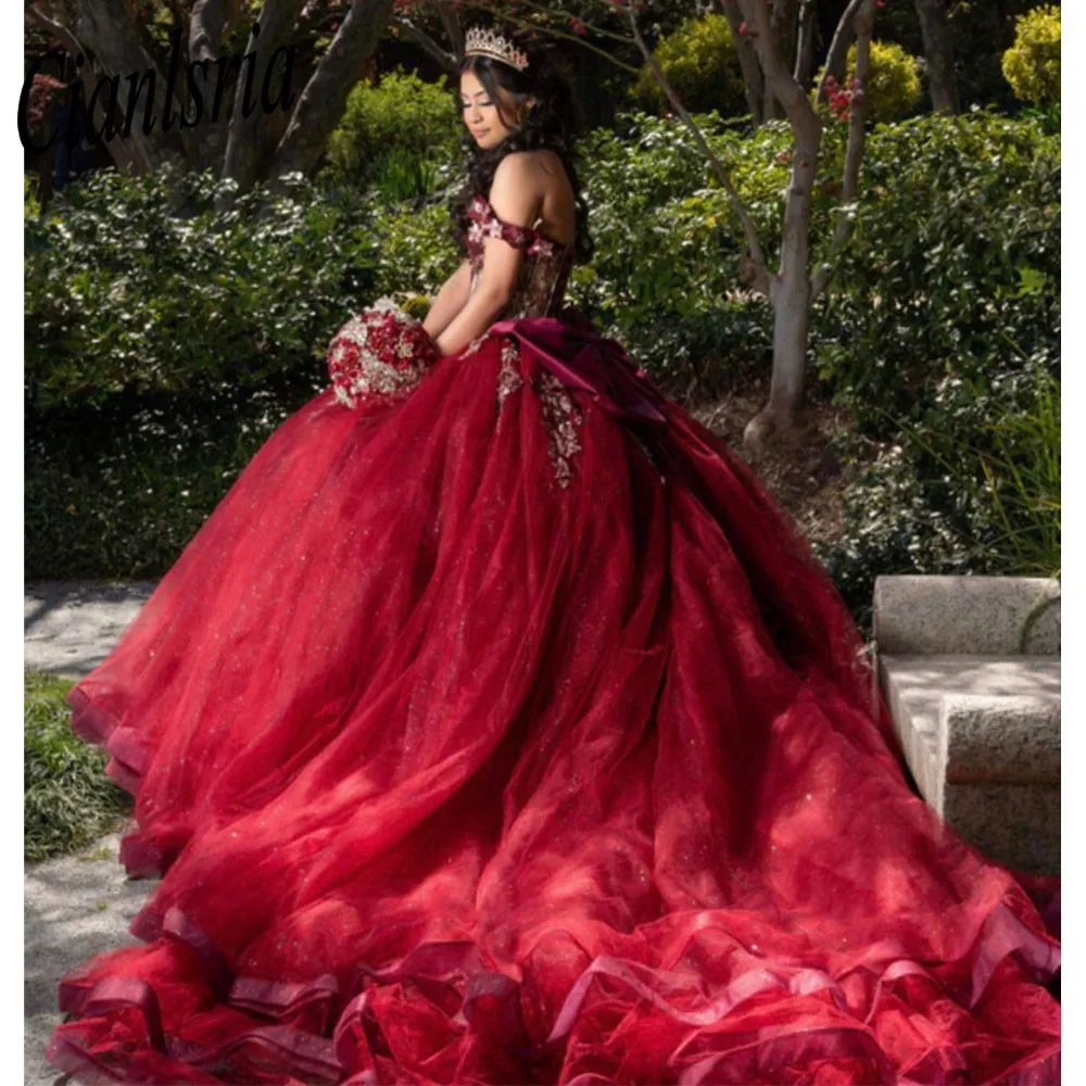 Burgundy Quinceanera Dresses 3D Appliques Beading Sequin Sweetheart Handmade Flower Ball Gowns Vestidos De 15 Años
Burgundy Quinceanera Dresses 3D Appliques Beading Sequin Sweetheart Handmade Flower Ball Gowns Vestidos De 15 Años
