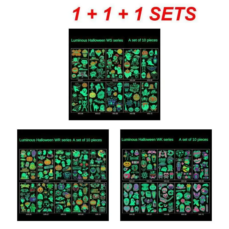SET Halloween Luminous Night Temporary Tattoo Sticker Children Bat Spider Witch Skull Pumpkin Waterproof Body Art Ki
SET Halloween Luminous Night Temporary Tattoo Sticker Children Bat Spider Witch Skull Pumpkin Waterproof Body Art Ki