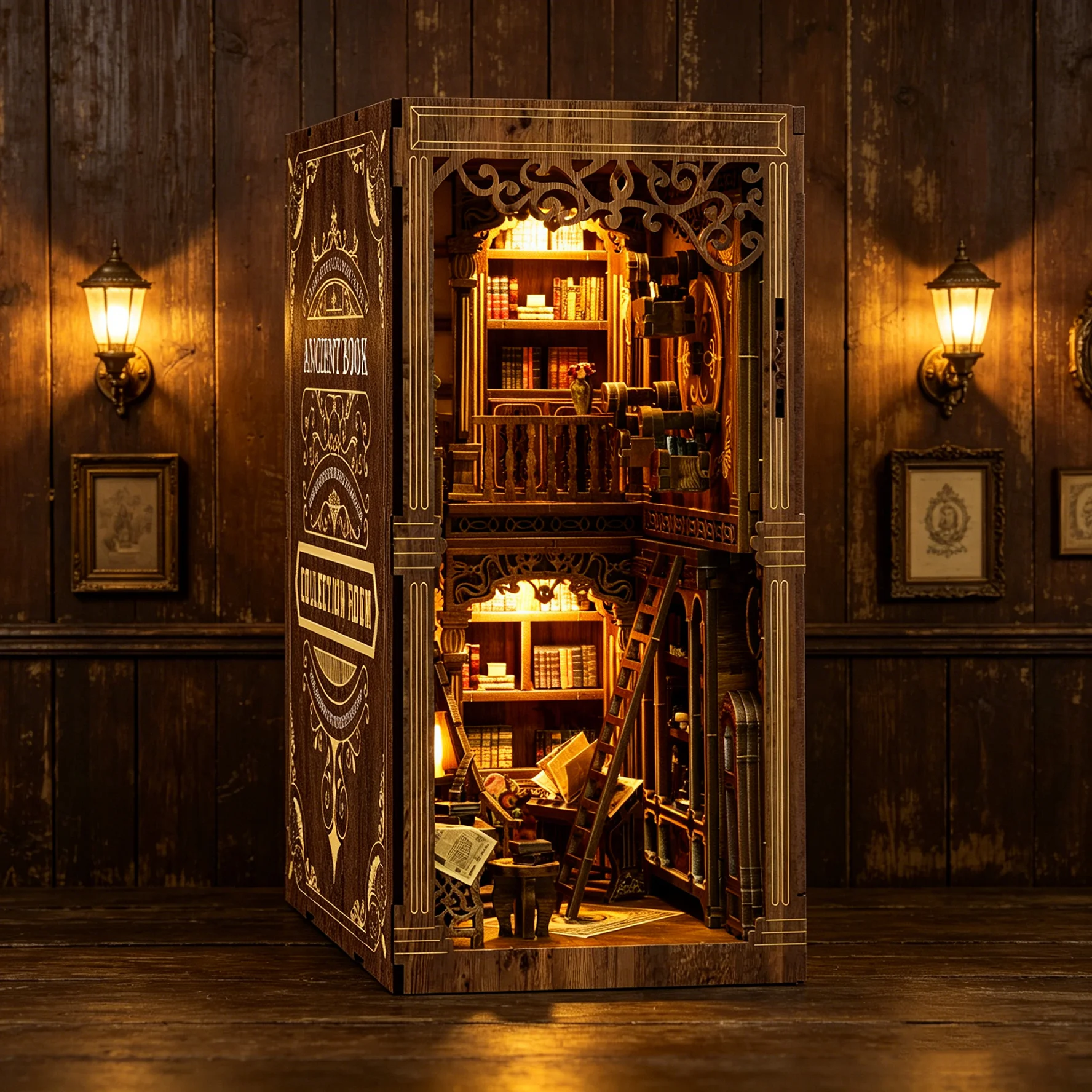 Vintage Ancient Library DIY Book Nook Kit, Bookstore Bookend Diorama with LED Warm Lights, Hand Assembly Mini Model Gift
Vintage Ancient Library DIY Book Nook Kit, Bookstore Bookend Diorama with LED Warm Lights, Hand Assembly Mini Model Gift