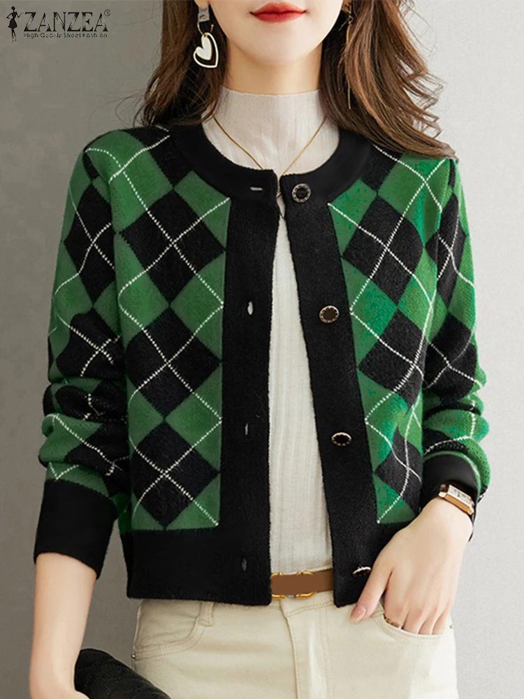 ZANZEA Autumn Women Cardigan Blouses Diamond Grid Long Sleeved Knitted Spring Buttons Down Shirt Stylish Casual Woman Tops Tunic
ZANZEA Autumn Women Cardigan Blouses Diamond Grid Long Sleeved Knitted Spring Buttons Down Shirt Stylish Casual Woman Tops Tunic