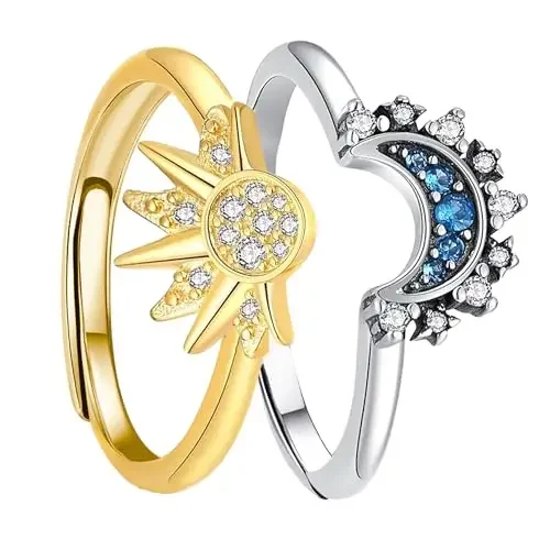 Sun and Moon Ring Set Stackable Rings for Women Adjustable Jewelry Friendship Best Friend Gifts for Teens Graduation Gifts
Sun and Moon Ring Set Stackable Rings for Women Adjustable Jewelry Friendship Best Friend Gifts for Teens Graduation Gifts
