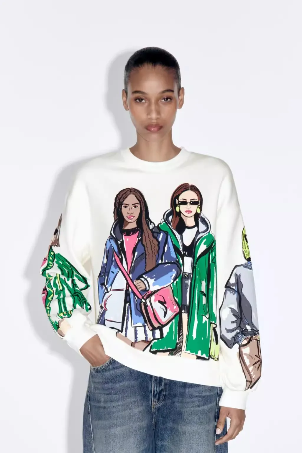 Spring New Women's Casual Loose Girl Print Color Blo Long Sve Hoodie Straight Leg Regular Thin Long Sve round Ne
Spring New Women's Casual Loose Girl Print Color Blo Long Sve Hoodie Straight Leg Regular Thin Long Sve round Ne