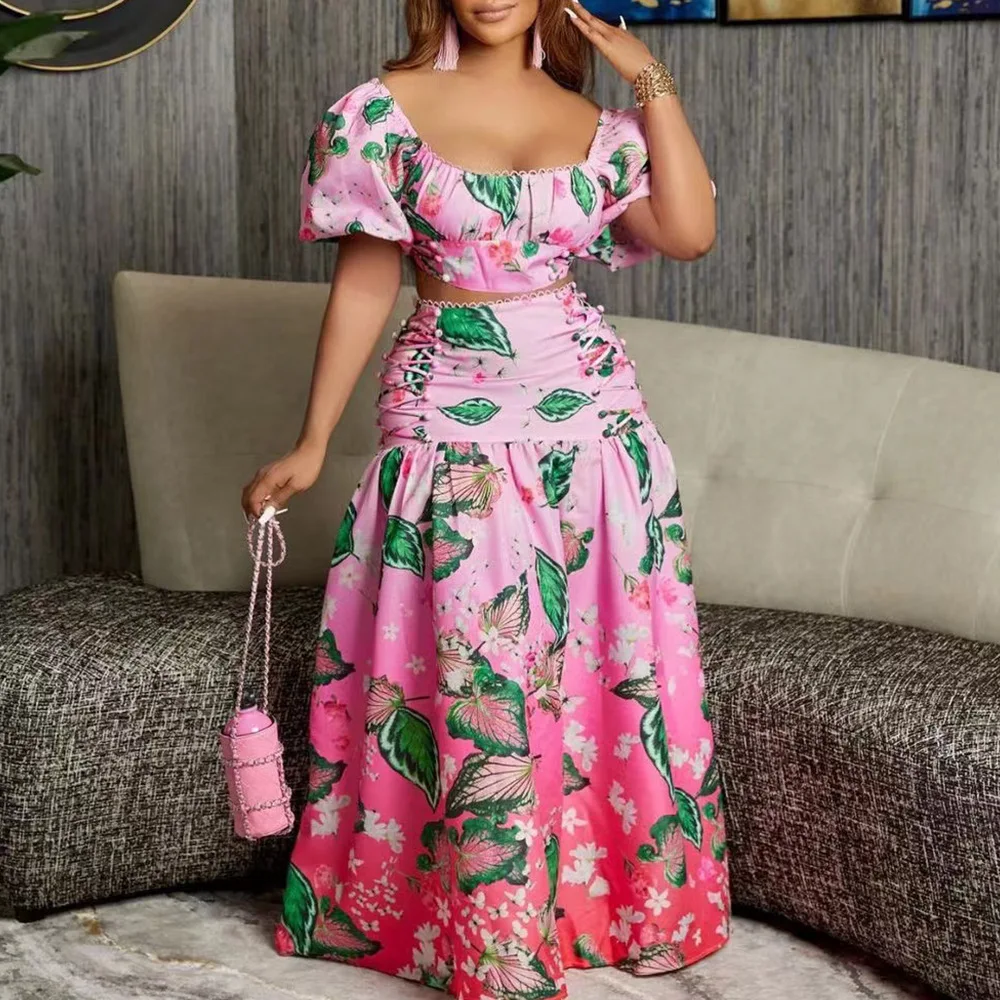 2025 Plus Size Women's Fashion Floral Print Casual Versatile Leaves Gradient Printing Two-piece Skirt Suit
2025 Plus Size Women's Fashion Floral Print Casual Versatile Leaves Gradient Printing Two-piece Skirt Suit
