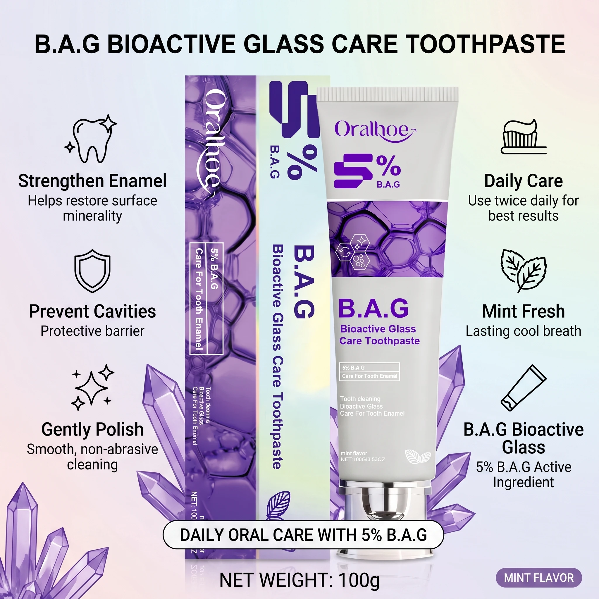 5% B.A.G Mint Toothpaste Deep Cleaning Teeth Repairs Tooth Enamel Freshens Breath Remove Plaque Teeth Whitener Toothpaste 100g
5% B.A.G Mint Toothpaste Deep Cleaning Teeth Repairs Tooth Enamel Freshens Breath Remove Plaque Teeth Whitener Toothpaste 100g