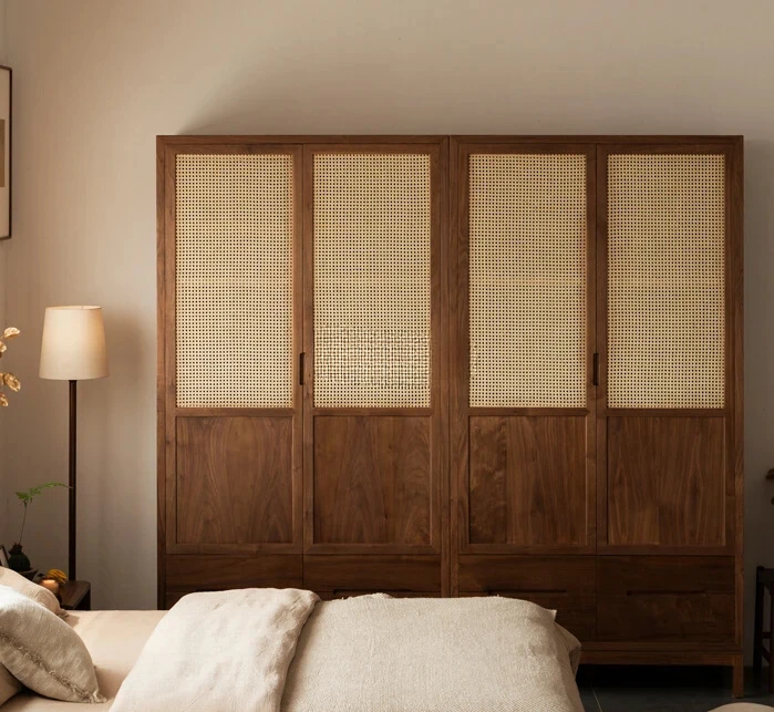 New Chinese Style Solid Wood Home Bedroom Wardrobe Cabinet Black Walnut Simple Integrated
New Chinese Style Solid Wood Home Bedroom Wardrobe Cabinet Black Walnut Simple Integrated