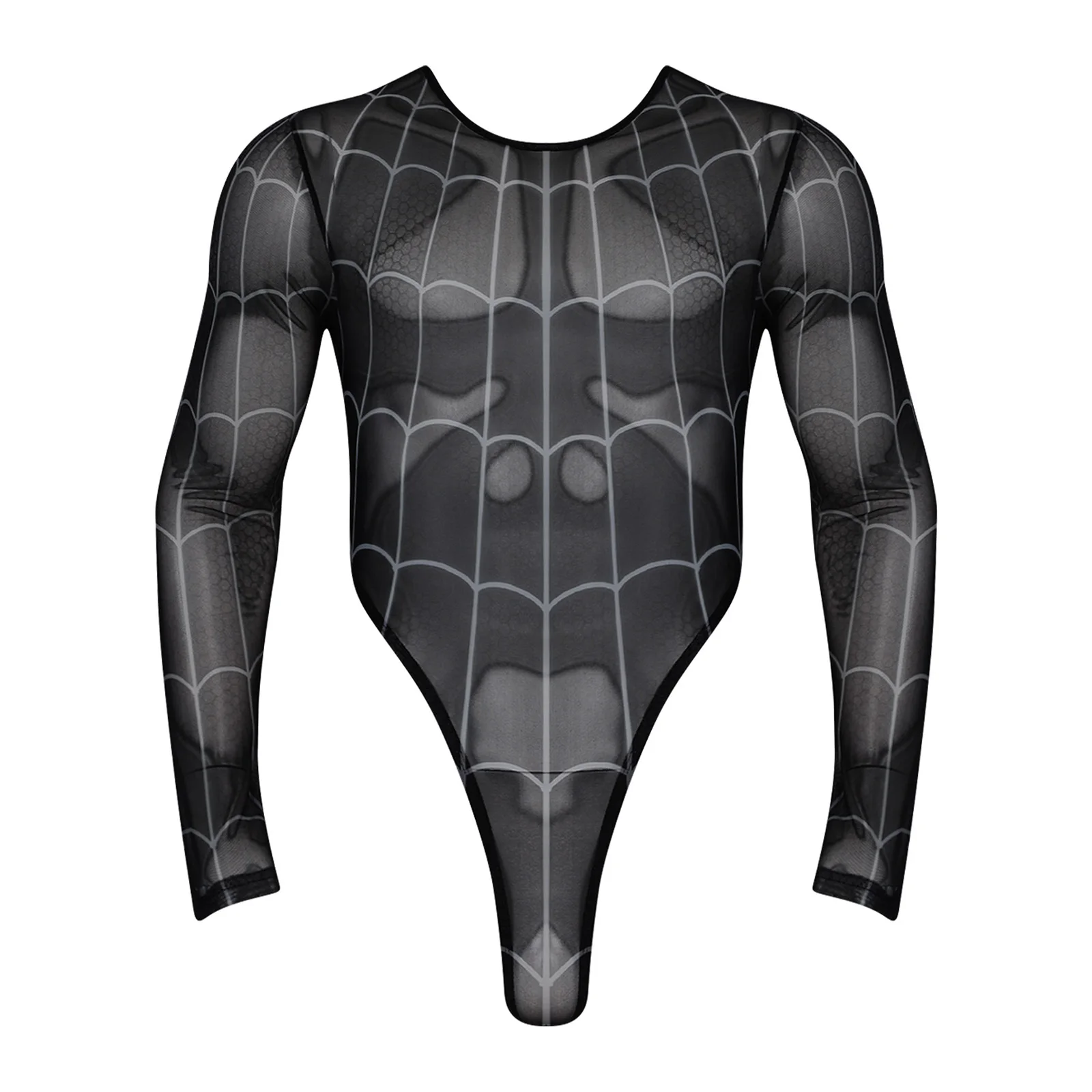Mens See Through Mesh Bodysuit Spider-web Pattern Long Sleeve Crotchless High-cut Sheer Leotard Jumpsuit for Swimming Nightclub
Mens See Through Mesh Bodysuit Spider-web Pattern Long Sleeve Crotchless High-cut Sheer Leotard Jumpsuit for Swimming Nightclub