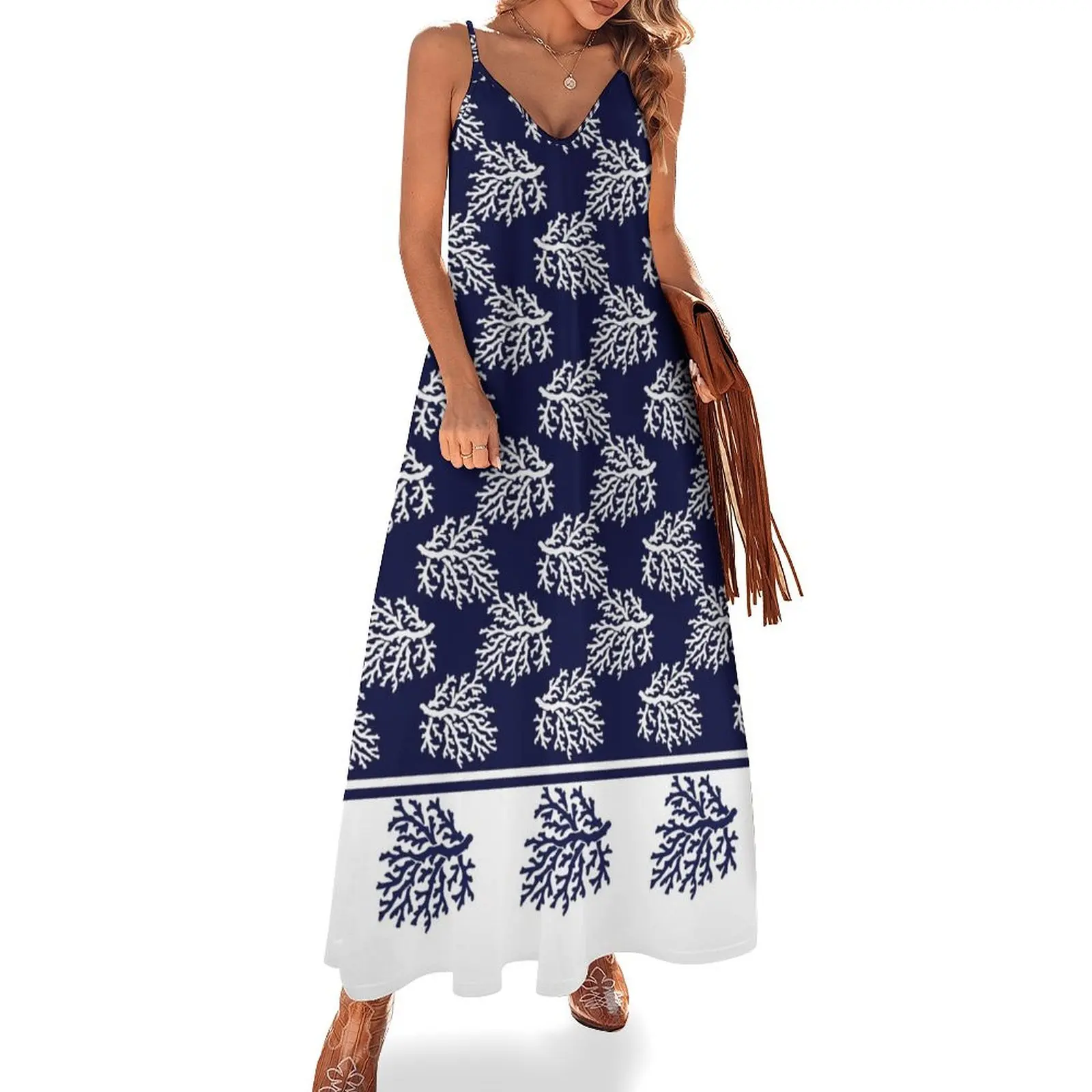 Navy Blue and White Corals Pattern Sleeveless Dress birthday dress women clothes dresses for women Dress
Navy Blue and White Corals Pattern Sleeveless Dress birthday dress women clothes dresses for women Dress