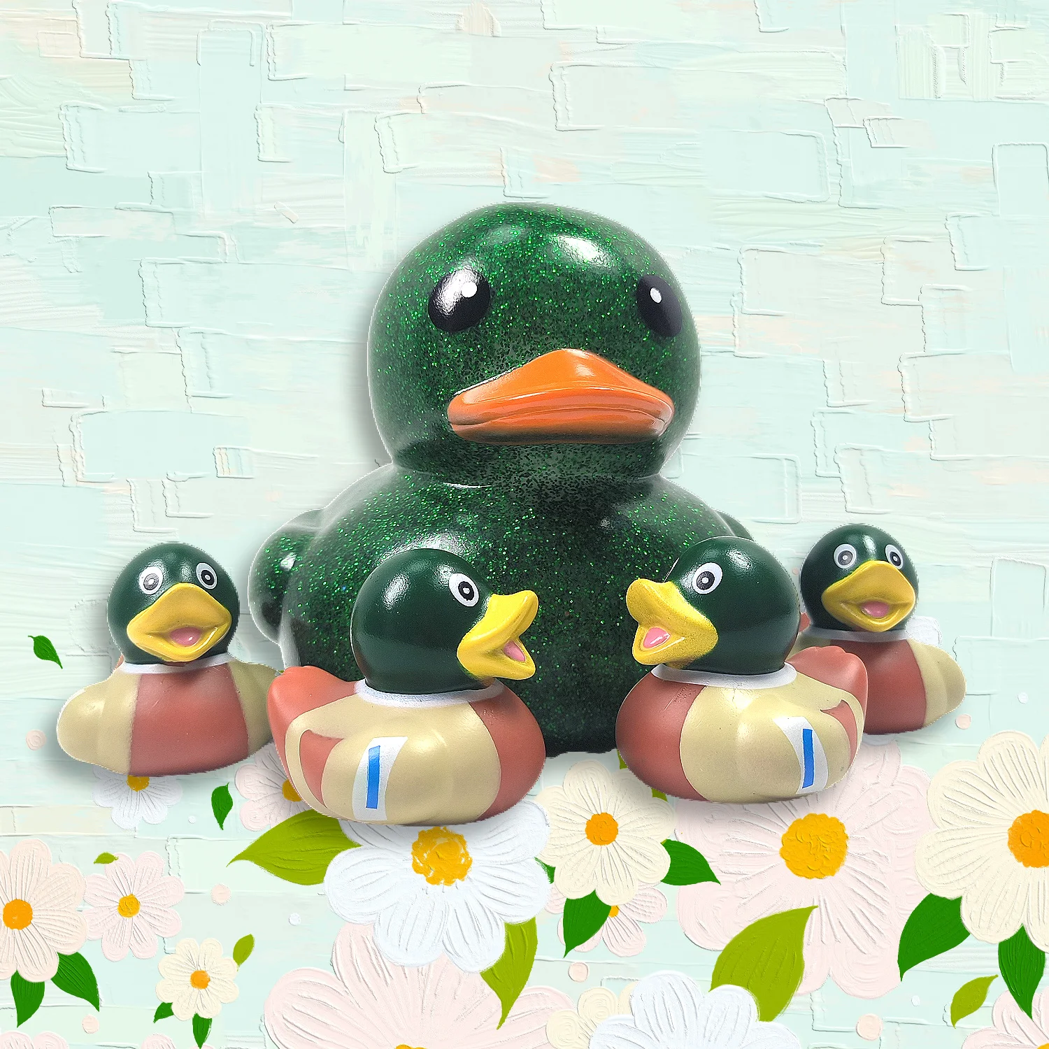 6.89 Inch Giant Green Glitter Rubber Duck with 4 Mallard Ducklings Dashboard Ornament
6.89 Inch Giant Green Glitter Rubber Duck with 4 Mallard Ducklings Dashboard Ornament