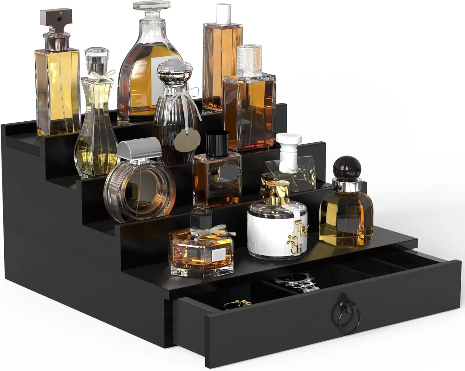 4 Tier Wood Perfume Organizer with Hidden Drawer, Felt Lining, Gift for Men
4 Tier Wood Perfume Organizer with Hidden Drawer, Felt Lining, Gift for Men