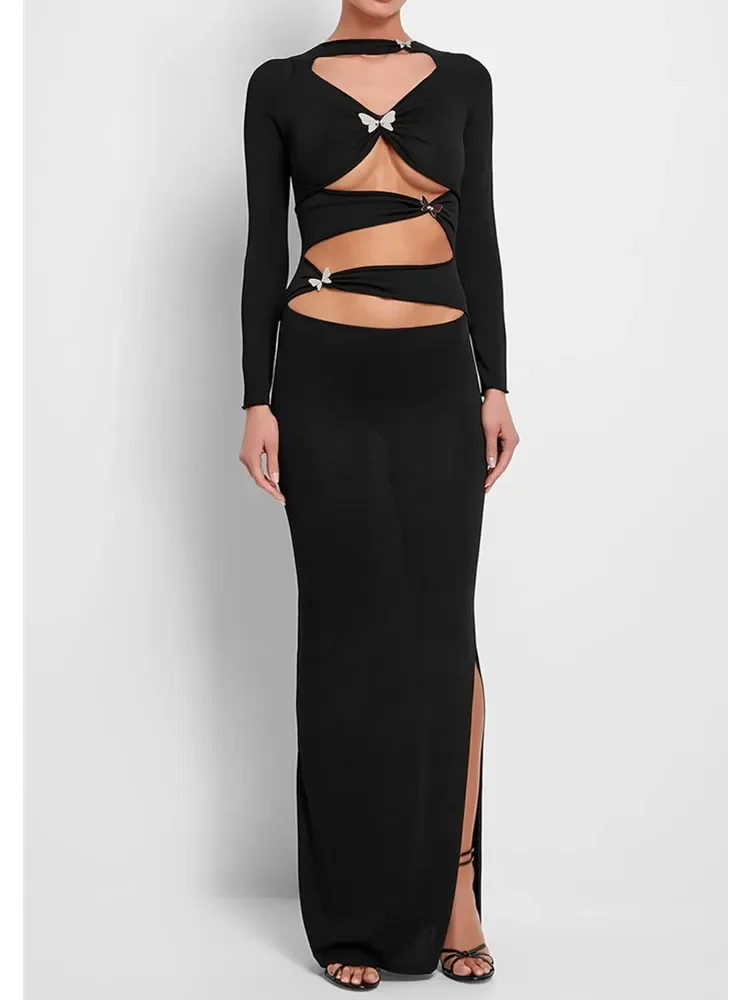2024 Luxury Designer Women New Open Dress Black Long Sleeve Cut Out Maxi Long Runway Celebrity Evening Party Gowns
2024 Luxury Designer Women New Open Dress Black Long Sleeve Cut Out Maxi Long Runway Celebrity Evening Party Gowns