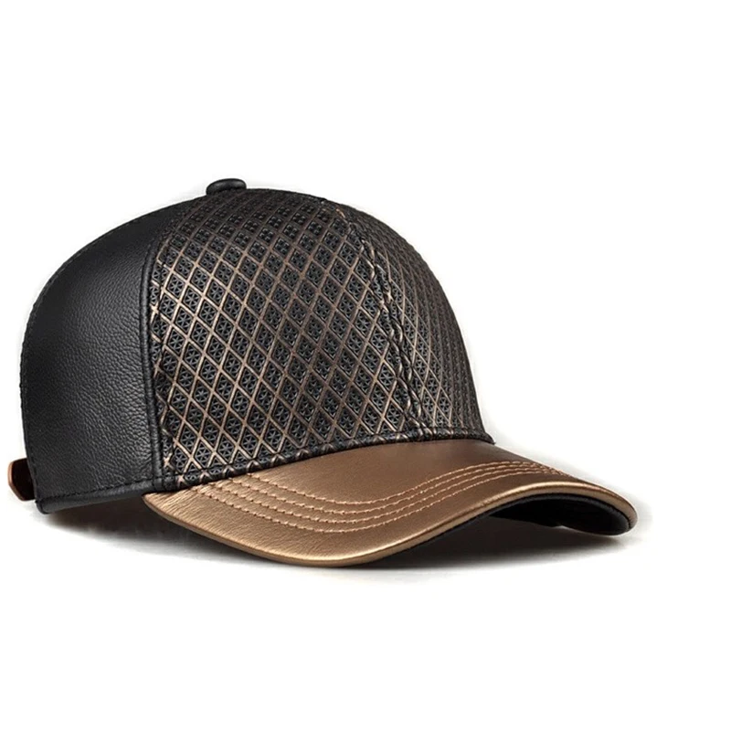 Exclusive 2025 Unisex Hip Hop Genuine Leather Baseball Hats For Man/Woman Golden Caps Grid Net Surface Street Luxury Gorros
Exclusive 2025 Unisex Hip Hop Genuine Leather Baseball Hats For Man/Woman Golden Caps Grid Net Surface Street Luxury Gorros