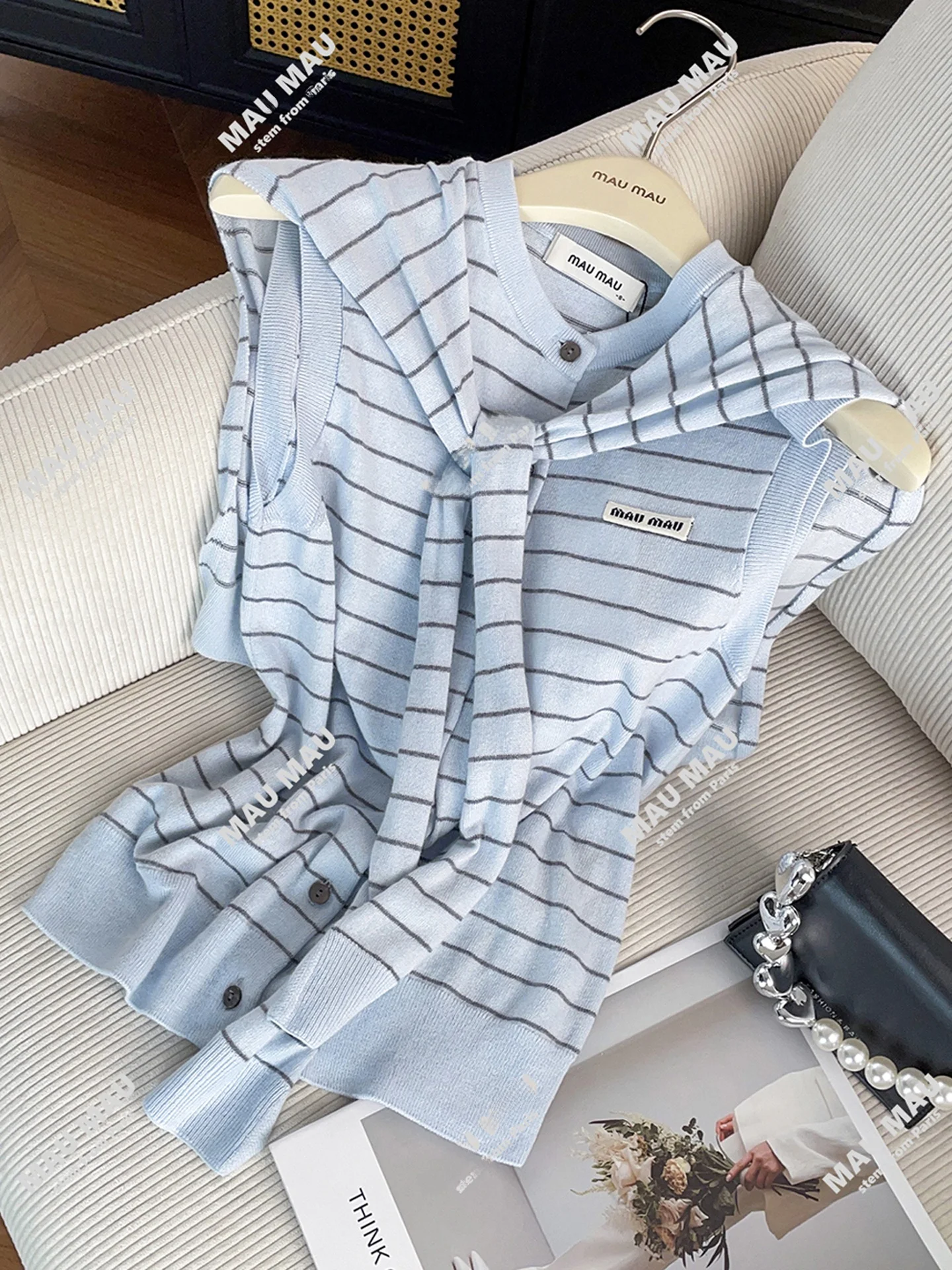 High-End Summer College Sle Women's Knitted Vest Striped oulder awl Regular Fit round Ne Pullover Casual Top 
High-End Summer College Sle Women's Knitted Vest Striped oulder awl Regular Fit round Ne Pullover Casual Top