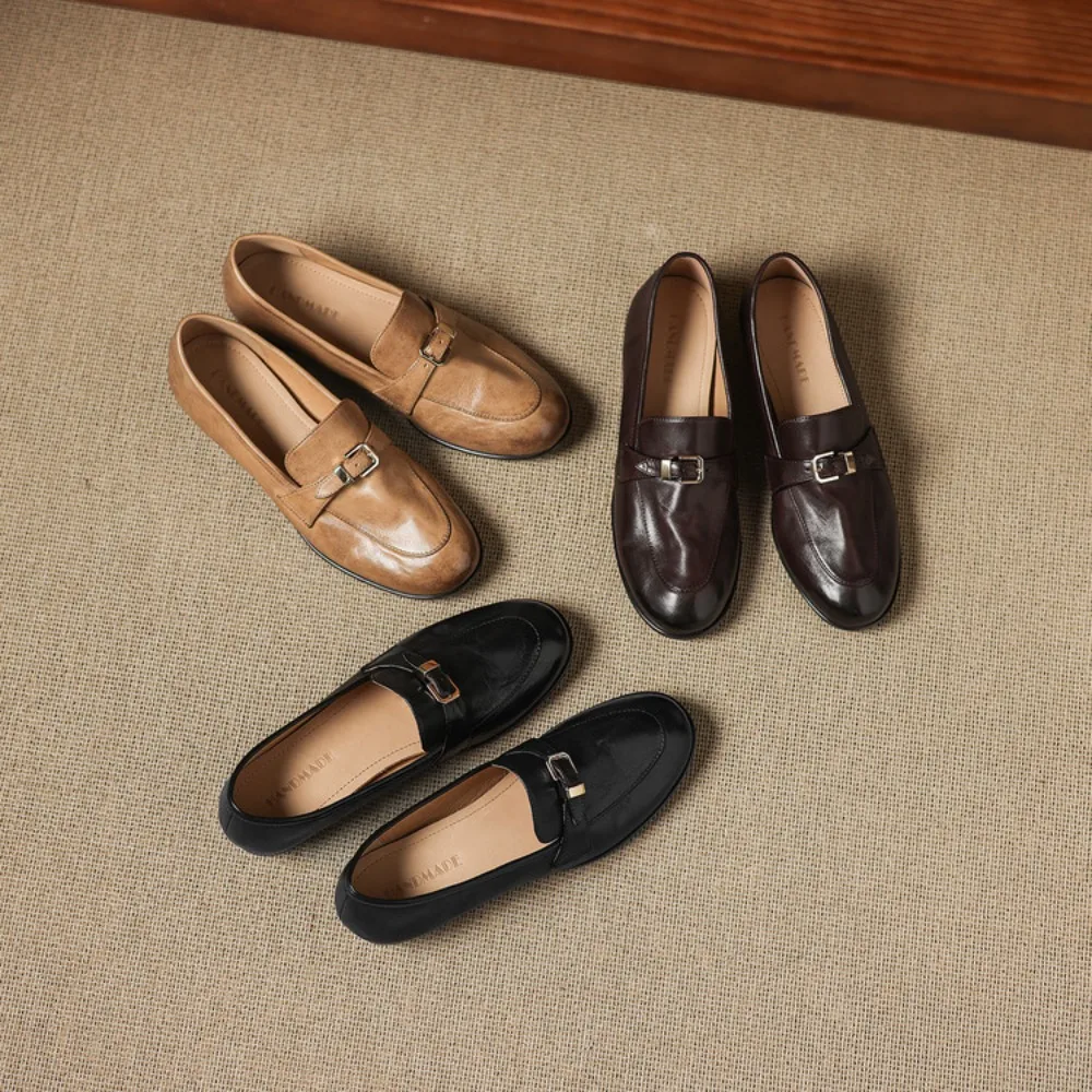 NEW 2026 Genuine Leather Women Flat Loafers Spring Autumn Lady Round Toe Flats Elegant Flat Shoes(Black/Brown/Khaki)
NEW 2026 Genuine Leather Women Flat Loafers Spring Autumn Lady Round Toe Flats Elegant Flat Shoes(Black/Brown/Khaki)