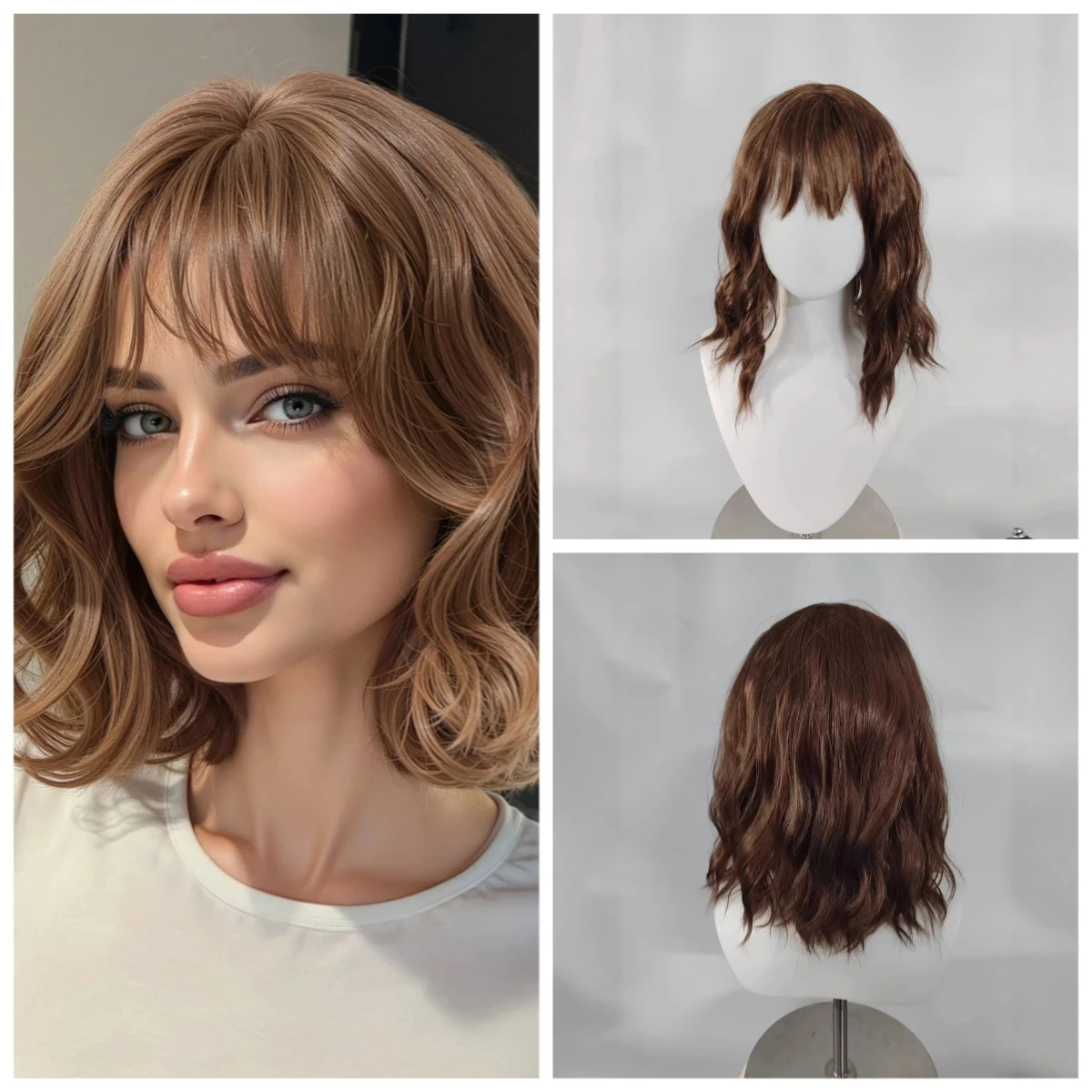 Honey Brown Synthetic Wigs Short Wavy Wig For Women Cosplay Party Daily Natural Fake Hair With Bangs Lolita Wig Heat Resistant
Honey Brown Synthetic Wigs Short Wavy Wig For Women Cosplay Party Daily Natural Fake Hair With Bangs Lolita Wig Heat Resistant