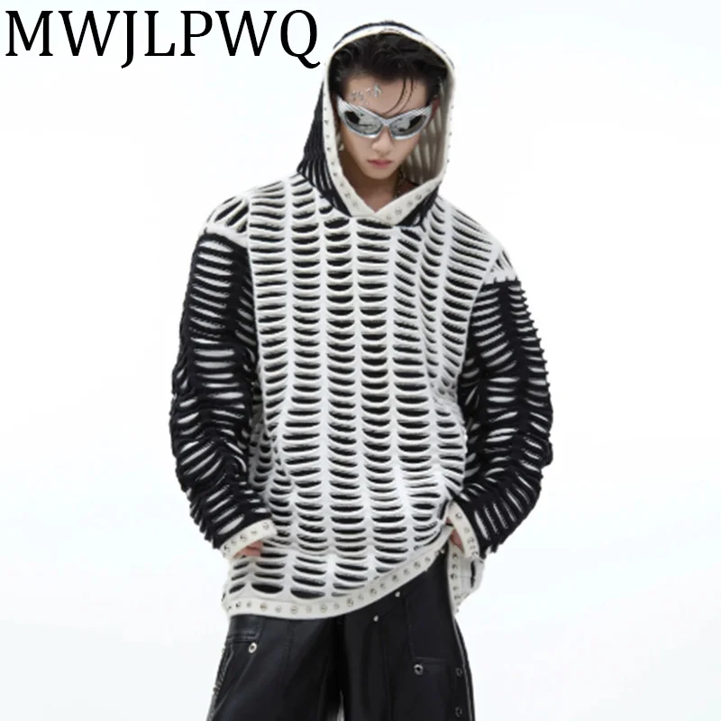 MWJLPWQ Deconstruction Laceration Niche Design Men's Sweater High Steet Winter Rivet Contrast Color Hooded Sweatershirt 010569
MWJLPWQ Deconstruction Laceration Niche Design Men's Sweater High Steet Winter Rivet Contrast Color Hooded Sweatershirt 010569
