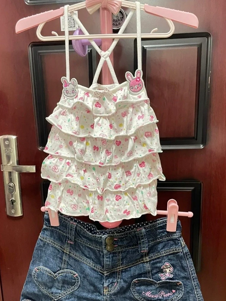 Y2K Aesthetic Summer Embroidery Vest Japanese Cartoon Print Sweet Kawaii Cute Tank Harajuku Women Backless Ruffled Camisoles
Y2K Aesthetic Summer Embroidery Vest Japanese Cartoon Print Sweet Kawaii Cute Tank Harajuku Women Backless Ruffled Camisoles