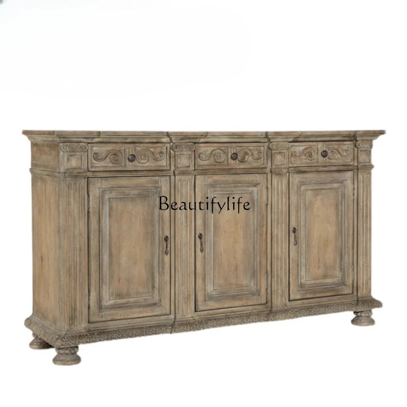 American retro old solid wood storage side cabinet European carved foyer entrance cabinet
American retro old solid wood storage side cabinet European carved foyer entrance cabinet